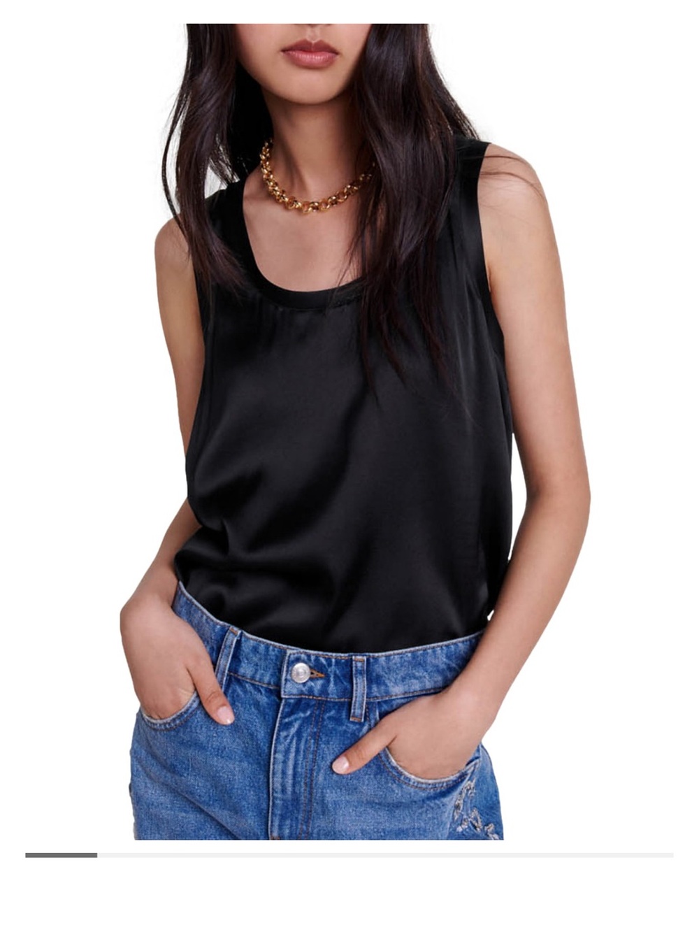Maje Satin Sleeveless Camisole in Black